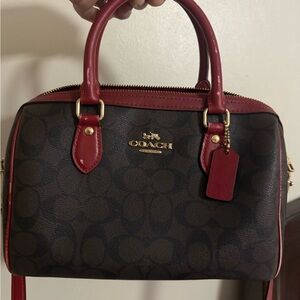Coach Dark Brown and Red Satchel